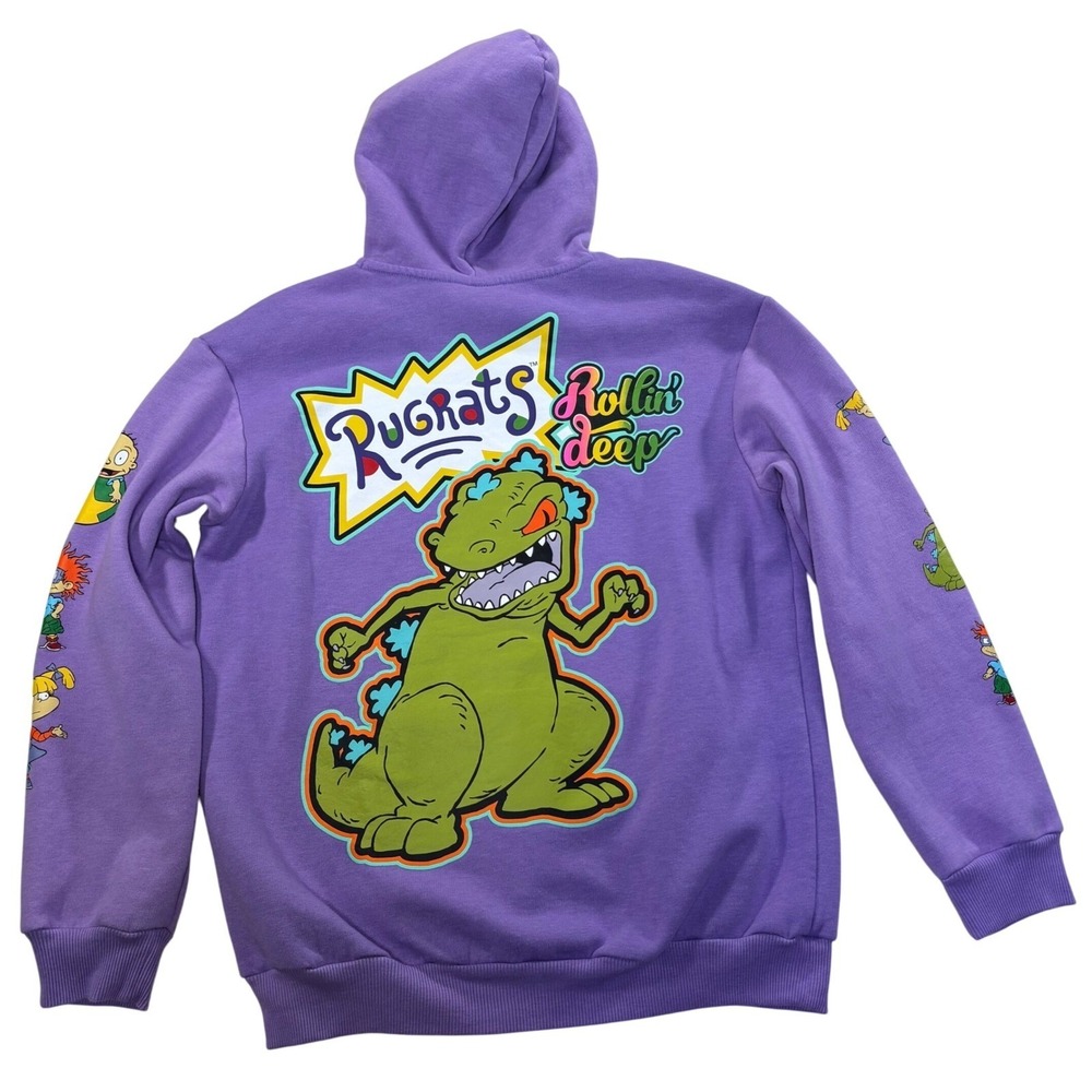 Rugrats Rollin Deep Hoodie Purple Large Nickelodeon Graphic Sweatshirt Anime